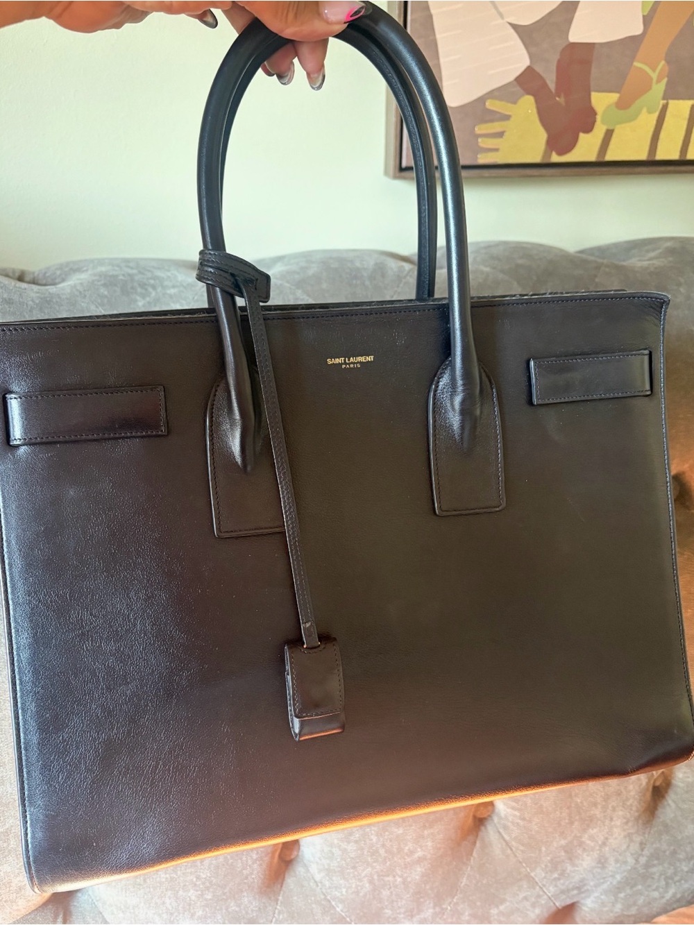 Saint Laurent Women  Black Leather Tote Bag Authentic